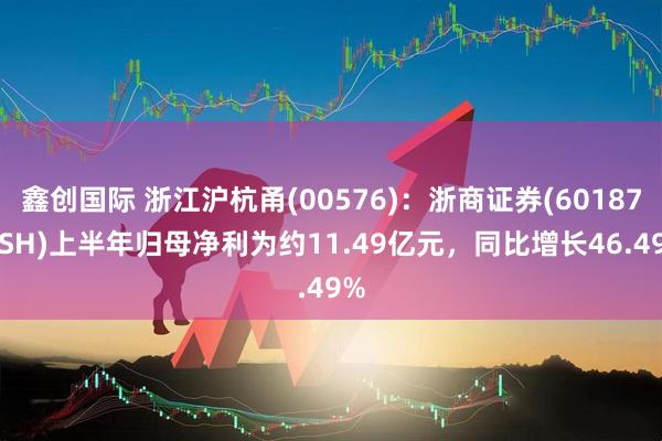 鑫创国际 浙江沪杭甬(00576)：浙商证券(601878.SH)上半年归母净利为约11.49亿元，同比增长46.49%